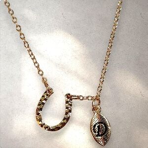Gold Plated Horseshoe Chain Necklace Pendant Initial Letter D New In Box